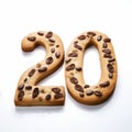 Humorous Tableau: Cookies And Numerals Twenty-six On White Background