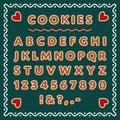 Christmas Gingerbread cookie alphabet ÃÂ¡ookies font Winter holiday letters and numbers Royalty Free Stock Photo
