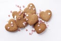 Cookie hearts isolated on a white