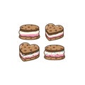 Cookie ice cream sandwiches logo. Ice cream badge, label, logo, icons design Vector illustration templates. Chocolate chip cookie Royalty Free Stock Photo