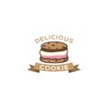 Cookie ice cream sandwiches logo. Ice cream badge, label, logo, icons design Vector illustration templates. Chocolate chip cookie Royalty Free Stock Photo