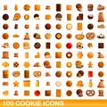 Cookie icons set, cartoon style