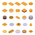 Cookie icons set, isometric style