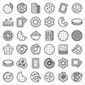 Cookie icons set, outline style