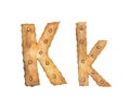 Cookie letter K on white background. Cookie font. Food sign ABC