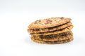 Cookie made with Grain , Raisin ,Almond, Pumpkin Seed, Cashew Nut, Cranberry , Walnut, Sunflower Seed, Chia Seed,Black Sesame Seed Royalty Free Stock Photo