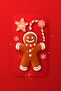 cookie man december red holiday christmas gingerbread sweet background decoration homemade food. Generative AI.