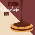 Cookie with melted chocolate World chocolate day poster Vector Royalty Free Stock Photo