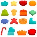 Cookie molds icons set, cartoon style