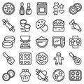 Cookie molds icons set, outline style