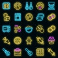 Cookie molds icons set vector neon