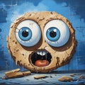 Whimsical Cookie With Big Blue Eyes: A Steve Sack-inspired Art Piece
