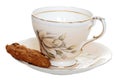 Cookie with old tea cup and saucer