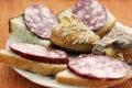 Cookie and sandwiches. Food. Sausage Sandwiches Royalty Free Stock Photo