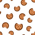 Cookie seamless pattern background. Business concept vector illustration. Chip biscuit dessert food symbol pattern.