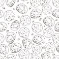 Cookie seamless pattern in hand drawn style. Bakery product for your background. Food vector illustration