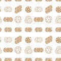 Cookie seamless pattern. Oatmeal sugar bitten cookies print