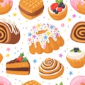 Cookie seamless pattern vector.