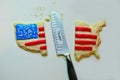 Cookie showing divided America due to Trump Royalty Free Stock Photo