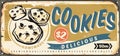 Cookie store retro sign. Vector illustration.