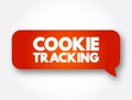Cookie Tracking - collects data from a user such as their activity on a website, history and location, text concept message bubble