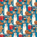 Cookie traditional christmas food seamless pattern background desserts holiday decoration xmas sweet celebration meal