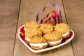 Cookie tray with filled cookies and cutters