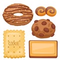 Cookie vector cakes top view sweet homemade breakfast bake food biscuit bakery cookie pastry illustration.