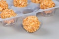 Cookie wafer ball with peanut cream filling close-up Royalty Free Stock Photo