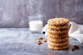 Cookies with almond with glass of milk