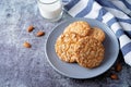 Cookies with almond with glass of milk