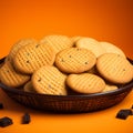 Cookies arranged on an orange surface, a tasteful and inviting presentation