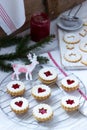 Cookies on the background of a festive decoration. Rustic style Royalty Free Stock Photo
