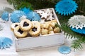 Cookies on the background of a festive decoration. Rustic style Royalty Free Stock Photo