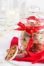 Cookies biscotti in glass jar for Christmas Royalty Free Stock Photo