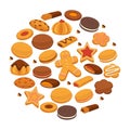 Bakery cookies and patisserie biscuits biscuits pastry chocolate desserts vector poster