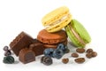 Cookies with chocolate candy and blueberries on a white background Royalty Free Stock Photo