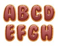 Cookies with chocolate icing abc letters set.