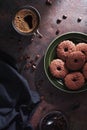 Cookies chocolate rings and coffee Royalty Free Stock Photo