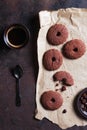 Cookies chocolate rings and coffee Royalty Free Stock Photo