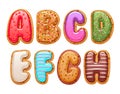 Cookies with colorful icing abc letters set.