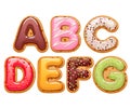 Cookies with colorful icing abc letters set.