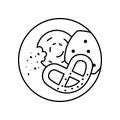 Cookies crackers crumbs food in circle icon. Simple line, outline vector of bakery icons for ui and ux, website or mobile