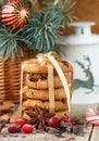 Cookies with cranberries. Christmas gifts. The rustic style Royalty Free Stock Photo