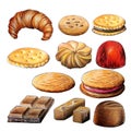 cookies  croissant and chocolates on a white background isolated Royalty Free Stock Photo