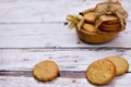 Cookies with flax seed healthy food homemade baked tasty Royalty Free Stock Photo