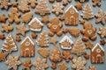 Winter holiday pattern-a set of gingerbread, the layout of the pattern. cookies in the form of a house, a christmas tree, a person Royalty Free Stock Photo