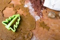 Cookies forms and gingerbread dough