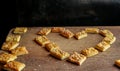 Cookies with garnets on a cutboard