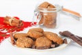 Cookies in glass jars and biscuits on the plate Royalty Free Stock Photo